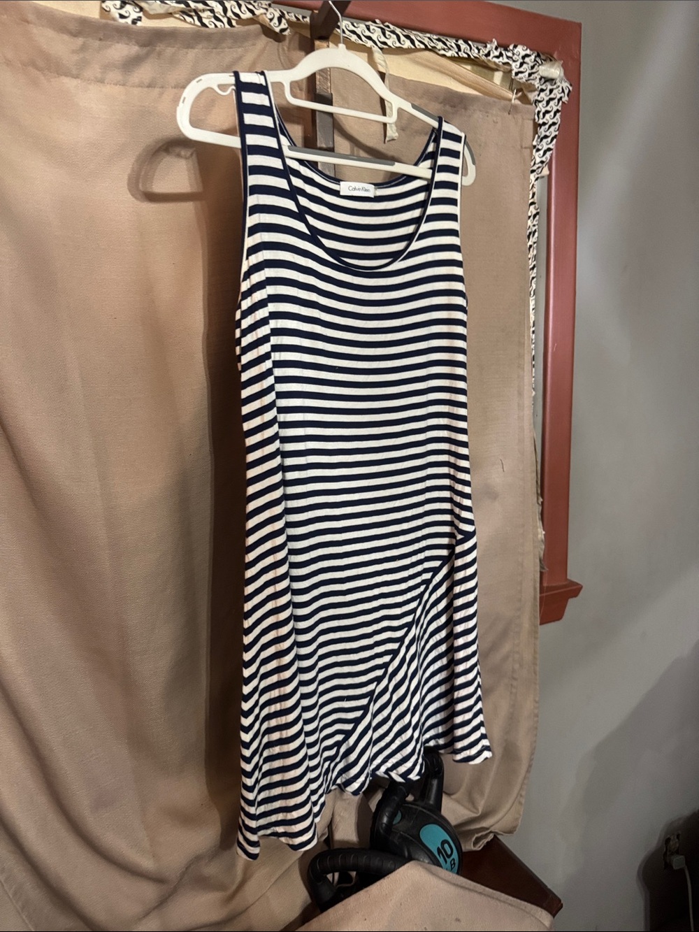 Calvin Klein Navy and White Striped Tank Dress  S12:4